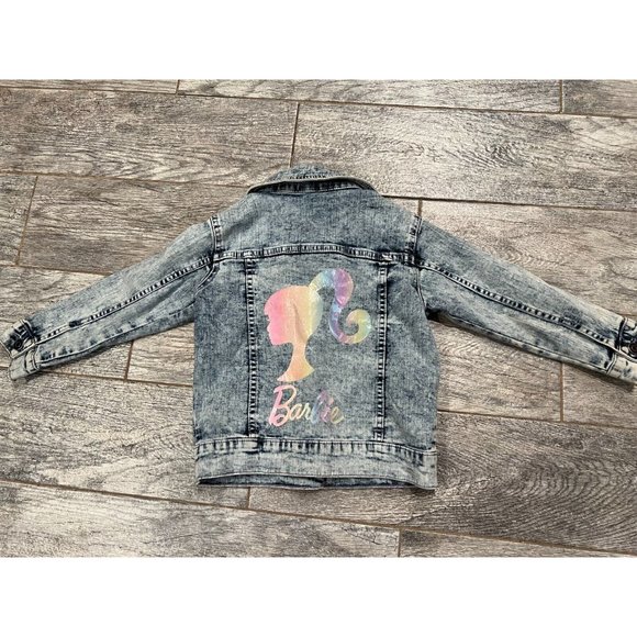 Barbie Denim Jean Jacket Girls XS Extra Small 4 5 Embroidered Barbiecore‎ Coat - Picture 7 of 10